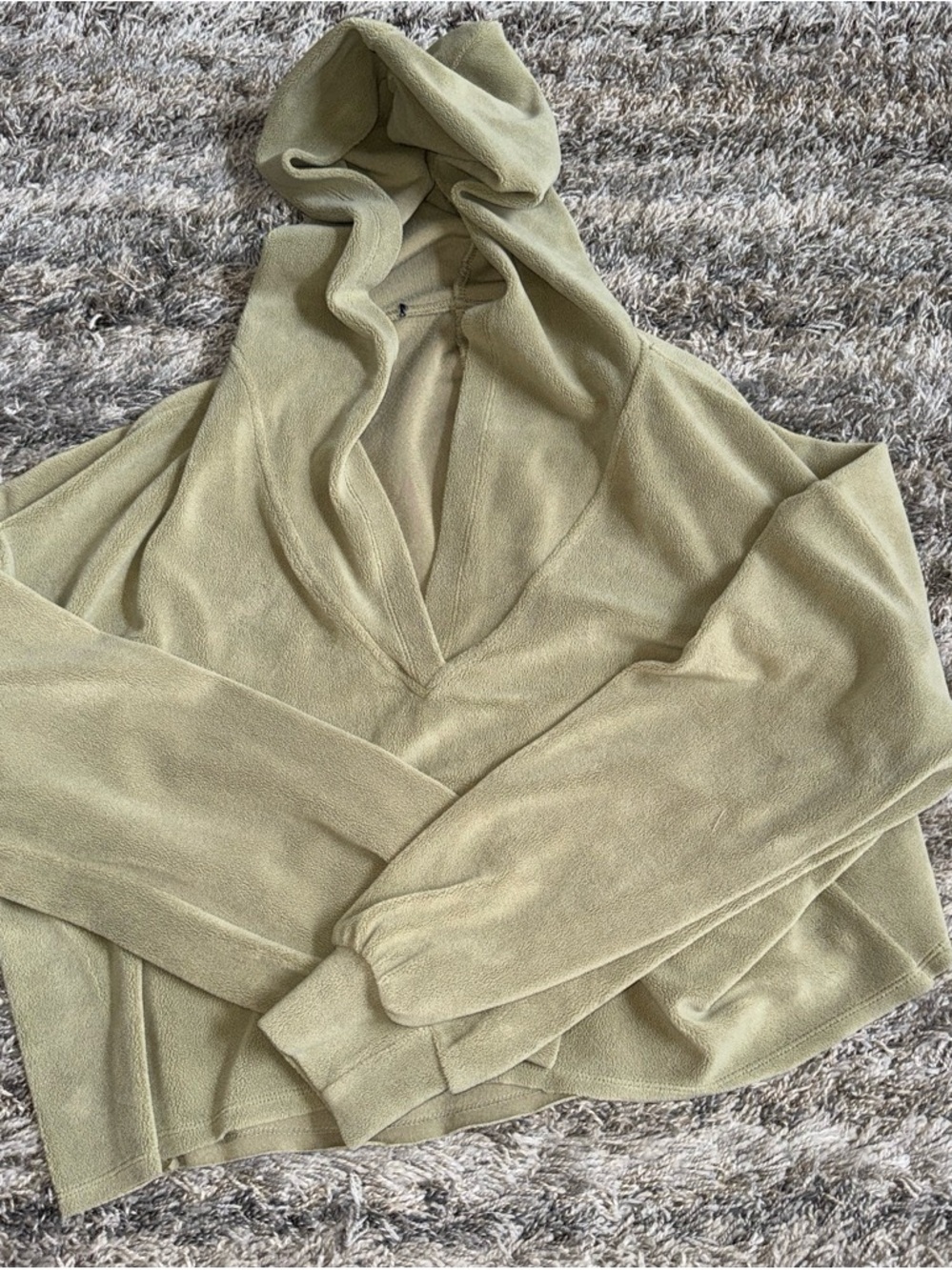 Olive Green V-Neck Hooded Women's Sweater
